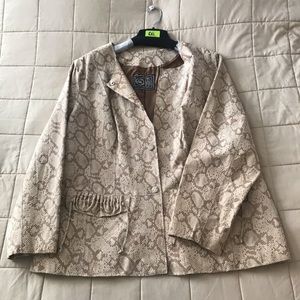 Designer Falchi Tan Snake Design Suede Jacket